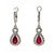 14K W Gold Pear Cut Ruby Diamond Halo Leverback Drop Earrings
