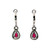 14K W Gold Pear Cut Ruby Diamond Halo Leverback Drop Earrings