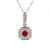 14K W Gold .33CT Ruby & 1/7TW Diamond Accent Necklace 18"