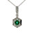 14K W Gold .38CT Emerald & 1/6TW Diamond Hexagon Necklace 18"