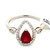 14K W Gold AP .75 CT Pear Ruby AP .17 CTTW Diamonds Halo Ring Size 6.75