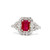 18K W Gold AP .92 CT Baguette Ruby AP .92 CTTW Diamond Halo Ring Size 6.75