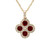 14K Y Gold Ruby .74TW & Diamond .40 TW Halo Clover Necklace 16"