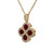 14K Y Gold Ruby .74TW & Diamond .40 TW Halo Clover Necklace 16"