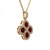 14K Y Gold Ruby .74TW & Diamond .40 TW Halo Clover Necklace 16"