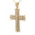 14K Yellow Gold Diamond 1.28 TW Cluster Bead Design Cross Necklace 16"
