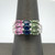 14K White Gold Multi Color Sapphire & Diamond  Cluster Ring Size 8