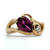 14K Y Gold Rhodolite Garnet Pear Cut W/ Diamond Accent Ring Size 6.75