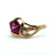 14K Y Gold Rhodolite Garnet Pear Cut W/ Diamond Accent Ring Size 6.75