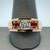 14K Y Gold Diamond AP .25CT Created Ruby Satin Finish Mens Ring Size 11