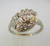 Vintage Bright Cut 14k White Gold Approx .65ct TW Round Brilliant Cut Diamond Ring with Single Cut Diamond Accents Size 8  *