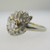 Vintage Bright Cut 14k White Gold Approx .65ct TW Round Brilliant Cut Diamond Ring with Single Cut Diamond Accents Size 8  *
