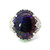 14K White Gold Australian Lightning Ridge Black Opal Diamond Floral Design Accent Fashion Ring Size 9