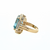 14K Yellow Gold Blue Topaz with Diamond Halo Ring Size 6.5