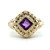 Sterling Silver Vermeil Princess Cut Amethyst Ornate Ring Sz 7.25