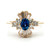 14K Yellow Gold APP .50ct Oval Sapphire Diamond Accented Ballerina Setting Fashion Ring Size 8