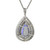 14K W Gold Tanzanite & Diamond Accent Pear-shaped Halo Necklace 22"