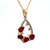 14K Yellow Gold Ruby & Diamond Accents Teardrop Necklace 18"