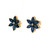 14K Y Gold Sapphire Diamond Accent Flower Stud Earrings