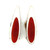 Danish Sterling Silver Red Enamel Modernist Clip Earrings