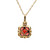 14K Y Gold Garnet and Diamond Accent Necklace 18"