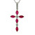 14K W Gold .85ct Ruby with Diamond Accents Cross Necklace 18"