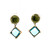 10K Y Gold Cabochon Peridot and Blue Topaz Drop Earrings