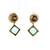 10K Y Gold Cabochon Peridot and Blue Topaz Drop Earrings