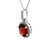14K W Gold Checkerboard Cut Garnet with Diamond Halo Accent Necklace 18"