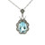 14K W Gold 1.10ct Aquamarine with Diamond Flower Accent Necklace 18"