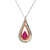 14K Two Tone Gold .45ct Pear Shaped Ruby .06cttw Diamond Accented 18" Necklace