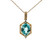 14K Yellow Gold 3.37ct Blue Zircon Hexagon with Diamond Accents Necklace 18"