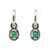14K White Gold Emerald with Diamond Halo Small Hoop Drop Dangle Earrings