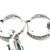14K White Gold Emerald with Diamond Halo Small Hoop Drop Dangle Earrings