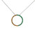 14K White Gold Yellow Topaz and Emerald Packer Colors Circle Pendant Necklace 16.5"