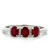 14K White Gold Approx. .06 TDW Diamond Accented 3 Oval Ruby Ring Size 7