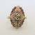 10k Yellow & Black Hills Gold Oblong Scalloped Edge Design Fashion Ring Size 4
