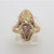 Landstrom 10k Yellow & Black Hills Gold Oblong Leaves Pattern Ring Size 6 1/2