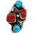 A.P. Marked Vintage Navajo Sterling Silver Turquoise and Oxblood Coral Ring Size 6.25