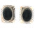 Native Vintage Southwestern Stamped Rectangle Sterling Silver Oval Onyx Stud Earrings