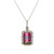 14K White Gold 4.43ct Bi-Color Tourmaline .15cttw Diamond Halo Accented Pendant Necklace 18"