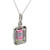 14K White Gold 4.43ct Bi-Color Tourmaline .15cttw Diamond Halo Accented Pendant Necklace 18"