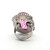 Sterling Silver Pink Crackled Glass With A Beaded Silver Accent Statement Ring Size 7.5