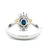 18K White Gold Oval Cut Blue Center Round Yellow Accented Sapphire .16cttw Diamond Vintage Inspired Engagement Ring Size 7