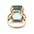 14k Yellow Gold Large Emerald Cut Blue Topaz Cocktail Fashion Ring Size 6