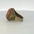 Sterling Silver Orange Stripped Agate Aqeeq Eagle Mens Ring Size 10.5