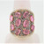 18K Yellow Gold Oval Pink Sapphire Cluster Diamond Halos Fashion Ring Size 7