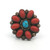 Vintage Navajo Sterling Silver Coral Turquoise Cluster Ring Size 5.5