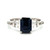 Sterling Silver Rectangular Cut Sapphire with CZ Accents Ring Size 8