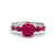 Sterling Silver 5 Stone Cabochon Ruby Ring Size 8